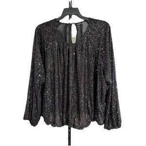 Torrid womens loose designer formal BLACK SEQUIN top blouse sz 3 3X A12